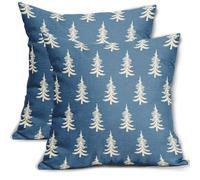 Aytipun Blue Christmas Pillow Covers 20x20 Set of 2 Xmas Tree Rustic Style Winter Print Decorative Outdoor Pillowcases Holiday Decorations Throw Cushion Case Decor for Couch Sofa Bed