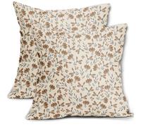 Aytipun Brown Grey Gray Floral Pillow Covers 18x18 Set of 2 Vintage Rustic Old Style Cute Small Flower Print Decorative Outdoor Pillowcases Farmhouse Throw Cushion Case Decor for Couch Sofa Bed