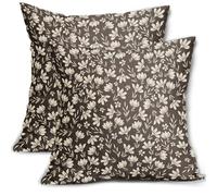 Aytipun Dark Light Brown Pillow Covers 18x18 Set of 2 Vintage Floral Rustic Old Style Cute Flower Print Decorative Outdoor Pillowcases Seasonal Farmhouse Throw Cushion Case Decor for Couch Sofa Bed