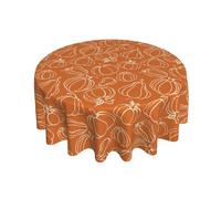 Aytipun Fall Tablecloth Round, Burnt Orange Cream White Pumpkin Print Table Cloth Autumn Thanksgiving Day Harvest Holiday Decorative Tablecloths Seasonal Decor for Home Kitchen Party Picnic Dinner