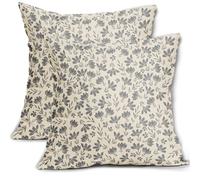 Aytipun Grey Floral Pillow Covers 18x18 Set of 2 Vintage Rustic Old Style Cute Small Flower Gray Cream Print Decorative Outdoor Pillowcases Farmhouse Throw Cushion Case Decor for Couch Sofa Bed