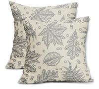 Aytipun Grey Gray Fall Pillow Covers 16x16 Set of 2 Cream Maple Leaf Print Autumn Colored Harvest Decorative Outdoor Pillowcases Farmhouse Seasonal Throw Cushion Case Decor for Home Couch Sofa Bed