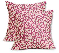 Aytipun Leopard Print Pillow Covers 18x18 Set of 2 Hot Pink Beige Cheetah Animal Print Preppy Decorative Outdoor Pillowcases Chinoiserie Farmhouse Throw Cushion Case Decor for Couch Sofa Bed