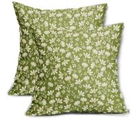 Aytipun Lime Green Pillow Covers 20x20 Set of 2 Vintage Floral Rustic Old Style Cute Flower Print Decorative Outdoor Pillowcases Seasonal Farmhouse Throw Cushion Case Decor for Couch Sofa Bed