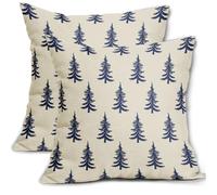 Aytipun Navy Blue Christmas Tree Pillow Covers 16x16 Set of 2 Xmas Rustic Style Winter Print Decorative Outdoor Pillowcases Farmhouse Holiday Throw Cushion Case Decor for Couch Sofa Bed