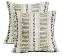 Aytipun Navy Blue Lime Green Pillow Covers 16x16 Set of 2 Gray Grey Dot Print Striped Decorative Outdoor Pillowcases Boho Rustic Farmhouse Decorative Throw Cushion Case Decor for Couch Sofa Bed