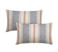 Aytipun Navy Blue Orange Pillow Covers 12x20 Set of 2 Gray Grey Dot Print Striped Rustic Farmhouse Decorative Lumbar Rectangle Outdoor Throw Pillow Cases