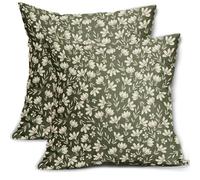 Aytipun Olive Green Pillow Covers 20x20 Set of 2 Vintage Floral Rustic Old Style Cute Flower Print Decorative Outdoor Pillowcases Seasonal Farmhouse Throw Cushion Case Decor for Couch Sofa Bed