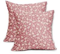 Aytipun Pink Pillow Covers 18x18 Set of 2 Vintage Floral Rustic Old Style Cute Flower Print Decorative Outdoor Pillowcases Seasonal Farmhouse Throw Cushion Case Decor for Couch Sofa Bed