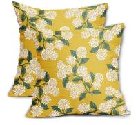 Aytipun Yellow Green White Hydrangea Pillow Covers 20x20 Set of 2 Floral Leaves Print Decorative Throw Pillowcases Outdoor Rustic Flower Farmhouse Spring Cushion Cases Decor for Home Couch Sofa Bed