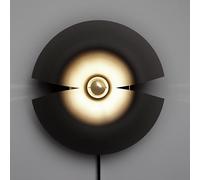 AYTM Cycnus wall light, black, Ø 30 cm, plug, aluminium, E27