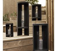 AYTM lantern Ora, black, height 58.4 cm, glass, aluminium
