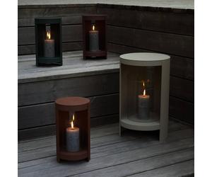 AYTM Ora lantern, dark red, height 28.2 cm, glass, aluminium