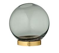 AYTM - Vase/Flower Vase with Base - Globe - Glass/Brass - Diameter 10 cm - Height 10 cm