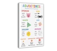 AYTREDF Adjectives for Kids, Types of Adjectives, Parts of Speech, Grammar Table, Educational Poster Canvas Poster Bedroom Decor Landscape Office Room Decor Gift 16x24inch(40x60cm)
