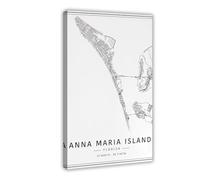 AYTREDF Anna Maria Island Florida Street Acrylic Glass Road Map Canvas Poster Bedroom Decor Landscape Office Room Decor Gift 20x30inch(50x75cm)