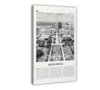 AYTREDF Baton Rouge Black and White, Art, Louisiana, Canvas Posters, Wall Art Decoration, Life Painting 12x18inch(30x45cm)