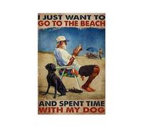 AYTREDF Beach With Dog - I Just Want To Go To The Beach, And Spent Time With My Dog, Reading Books Home Decor Poster Canvas Poster Bedroom Decor Landscape Office Room Decor Gift 24x36inch(60x90cm)