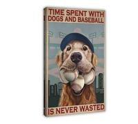 AYTREDF Canvas Print Time Spent With Dogs And Baseball Is Never Wasted Canvas Poster Bedroom Decor Landscape Office Room Decor Gift 08x12inch(20x30cm)