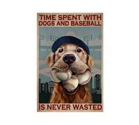 AYTREDF Canvas Print Time Spent With Dogs And Baseball Is Never Wasted Canvas Poster Bedroom Decor Landscape Office Room Decor Gift 12x18inch(30x45cm)