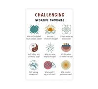 AYTREDF Challenge Negative Thoughts, Mental Health Poster, Ways to Stay Calm, School Psychologist Canvas Poster Bedroom Decor Landscape Office Room Decor Gift 12x18inch(30x45cm)