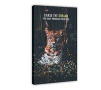AYTREDF Cheetah Inspirational Poster Quotes Chase The Dreams You Have Promised Yourself Canvas Poster Bedroom Decor Landscape Office Room Decor Gift 20x30inch(50x75cm)