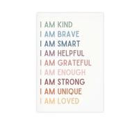 AYTREDF Children's Affirmations, Classroom, Playroom Poster, Home School, I Am Kind And Smart And Loved Canvas Poster Bedroom Decor Landscape Office Room Decor Gift 16x24inch(40x60cm)