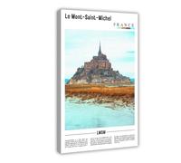 AYTREDF Famous Landscapes from The France Are Le Mont-Saint-Michel Canvas Poster Wall Art Decor Print Picture Paintings for Living Room Bedroom Decoration 20x30inch(50x75cm)