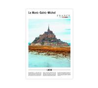 AYTREDF Famous Landscapes from The France Are Le Mont-Saint-Michel Canvas Poster Wall Art Decor Print Picture Paintings for Living Room Bedroom Decoration 20x30inch(50x75cm)