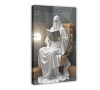 AYTREDF Ghost Painting on Toilet, Whimsical Gothic Decoration, Gothic Victorian Style Canvas Poster Wall Art Decor Print Picture Paintings for Living Room Bedroom Decoration 24x36inch(60x90cm)