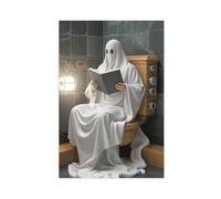 AYTREDF Ghost Painting on Toilet, Whimsical Gothic Decoration, Gothic Victorian Style Canvas Poster Wall Art Decor Print Picture Paintings for Living Room Bedroom Decoration 12x18inch(30x45cm)