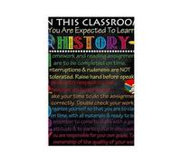 AYTREDF History classroom poster, classroom rules, high school history teacher, social research, canvas 20x30inch(50x75cm)