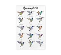 AYTREDF Hummingbirds in Flight Art - Hand Painted in Watercolor - Educational Nature - Bird Canvas Poster Bedroom Decor Landscape Office Room Decor Gift 20x30inch(50x75cm)