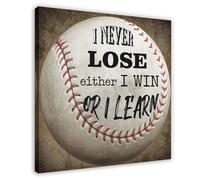 AYTREDF I will never lose, either win or learn. Baseball, vintage room decoration in daycare, motivational posters, bedroom views, office rooms 20x30inch(50x75cm)
