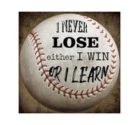 AYTREDF I will never lose, either win or learn. Baseball, vintage room decoration in daycare, motivational posters, bedroom views, office rooms 12x18inch(30x45cm)