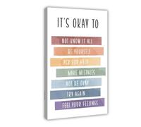 AYTREDF It's Ok, It's Ok to Not Feel Well Poster Be Yourself Mental Health Motivation for Kids Canvas Poster Bedroom Decor Landscape Office Room Decor Gift 24x36inch(60x90cm)