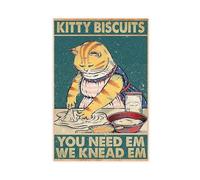 AYTREDF Kitty Biscuits You Need Em We Knead Em Gift For Bakery Decor Baker Cat Lover Canvas Poster Bedroom Decor Landscape Office Room Decor Gift 12x18inch(30x45cm)