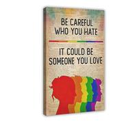 AYTREDF Lgbt Be Careful Who You Hate It Could Be Someone You Love Dictionary Wall Art Canvas Poster Wall Art Decor Print Picture Paintings for Living Room Bedroom Decoration 20x30inch(50x75cm)