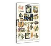 AYTREDF Minerals, Geology, Rock Geology Chart, Vintage Style Educational Scientific Illustration Lassroom Knowledge Canvas Poster Bedroom Decor Landscape Office Room Decor Gift 20x30inch(50x75cm)