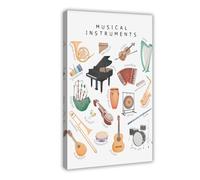 AYTREDF Musical instrument education poster, home school decoration, rainbow music canvas 08x12inch(20x30cm)