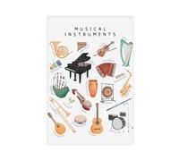 AYTREDF Musical instrument education poster, home school decoration, rainbow music canvas 12x18inch(30x45cm)