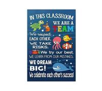 AYTREDF Ocean Classroom Teacher Poster In This Classroom We Are Team Canvas Poster Wall Art Decor Print Picture Paintings for Living Room Bedroom Decoration 20x30inch(50x75cm)