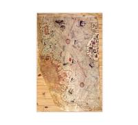 AYTREDF Piri Reis map, Ottoman Empire, vintage, antique world, black decorative canvas poster, art decoration living room bedroom 24x36inch(60x90cm)