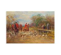 AYTREDF Setting Out for The Hunt C1880s Victorian Fox Hunt Painting by Heywood, Hardy Canvas Poster Wall Art Decor Print Picture Paintings for Living Room Bedroom Decoration 24x36inch(60x90cm)