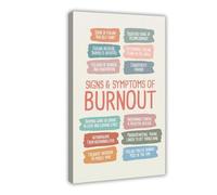 AYTREDF Signs & Symptoms of Burnout, Counseling Office Decor, Mental Health Print Canvas Poster Wall Art Decor Print Picture Paintings for Living Room Bedroom Decoration 20x30inch(50x75cm)