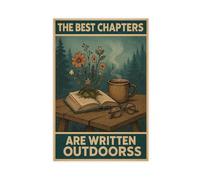 AYTREDF The Most Beautiful Chapters Are Written in Outdoor Life Books And Tea Ceremony Scenes Canvas Poster Bedroom Decor Landscape Office Room Decor Gift 20x30inch(50x75cm)