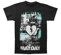 AYUAN Men's MayDay Parade Photo Collage T Shirt Short Sleeve Black