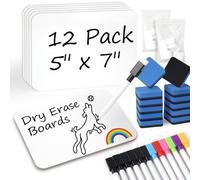 Ayuanb 12 Pack 5 x 7 Inch Double Sided Dry Erase Boards, Mini Whiteboard with 12 Markers 12 Erasers, Learning Small White Dry Erase Boards for Students Teacher Classroom Supplies
