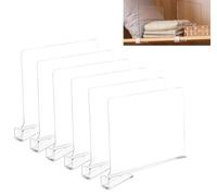 Ayuanb Acrylic Shelf Dividers for Closet, 6 Pack Transparent Acrylic Closets Shelf Separator and Organizer, Multifunctional Adjustable Spacer Cabinet Separator for Kitchen Cabinets, Bookcases