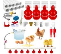 Ayuanb Automatic Chicken Waterer 5 Gallon (46 Accessories Included), DIY Chicken Watering System with Chicken Water Cups, PVC Pipelines Set Chicken Water Feeder, Poultry Waterer(No Bucket Included)